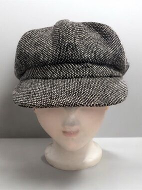Vintage Nevada Salt & Pepper Tweed Newsboy Cap - Classic 8-Panel Baker Boy Hat